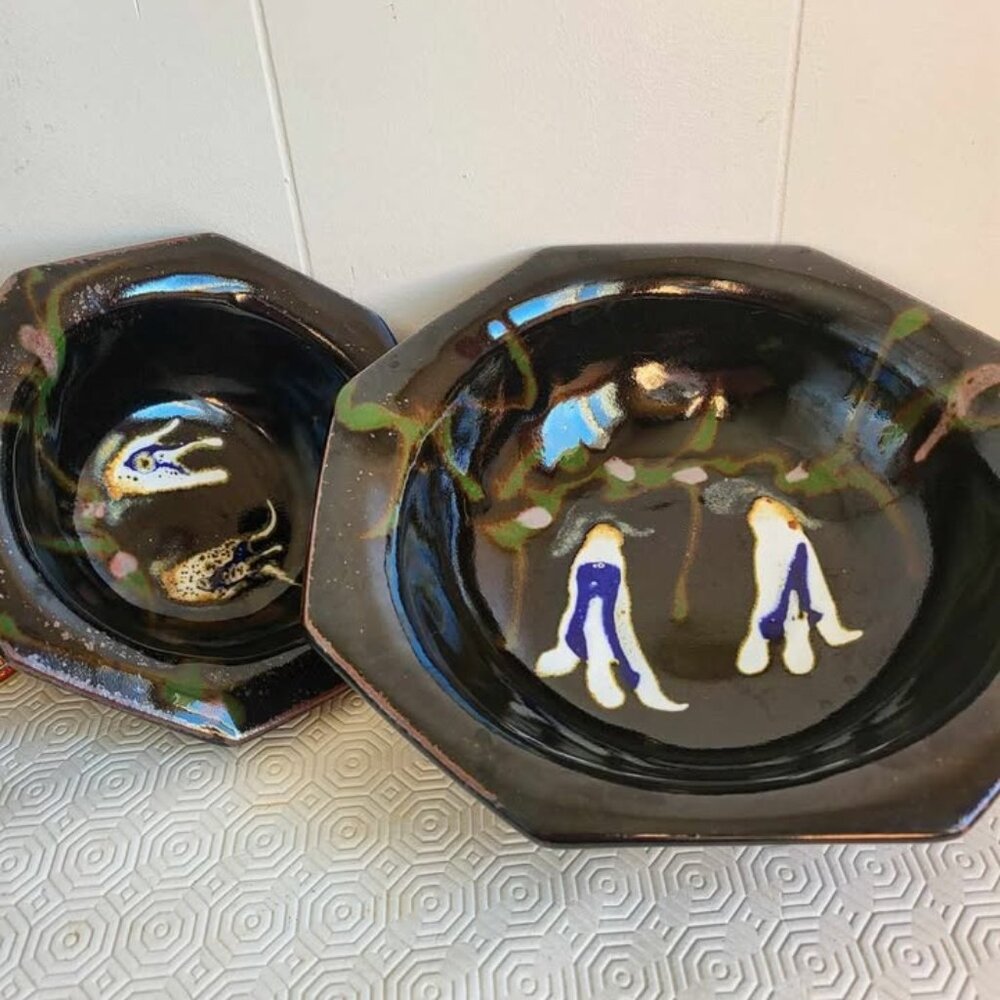 Charlie Farrero Pottery 2 pce Octagonal Bowl Set